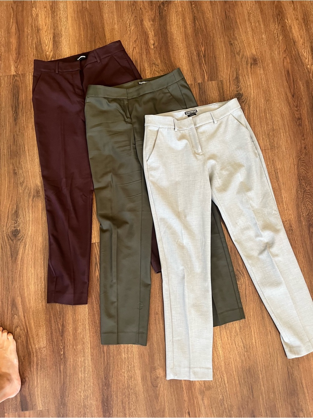 Express Columnist Mid-Rise Slim Ankle Dress Pants - Light Gray- 3 pairs